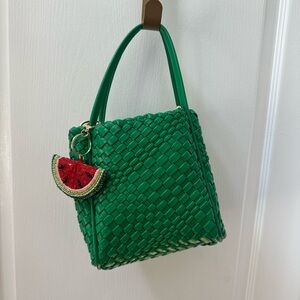 Anthropologie Green Woven Hollace Handbag with Watermelon Charm
